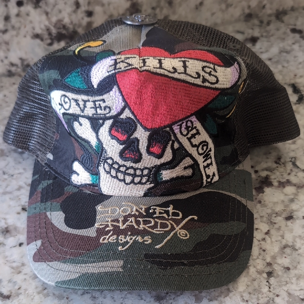 Ed Hardy Skull Cap - Red, Green, Black